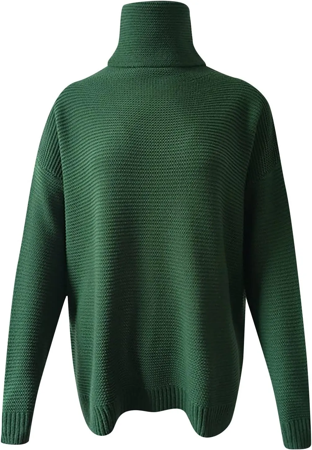 Women's Casual Long Sleeve Turtleneck Ribbed Knitted Striped Sweater Pullover Oversized Soft Blouse Tops Plus Size