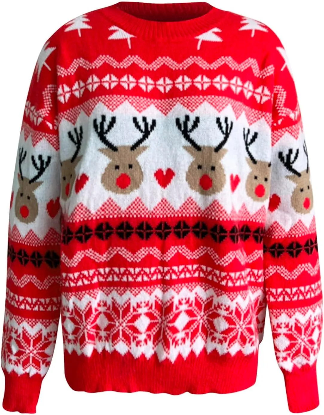 Women's Christmas Sweater Funny Christmas Tree Ugly Pullover Snowflake Long Sleeve Knitted Jumper Tops Shirt
