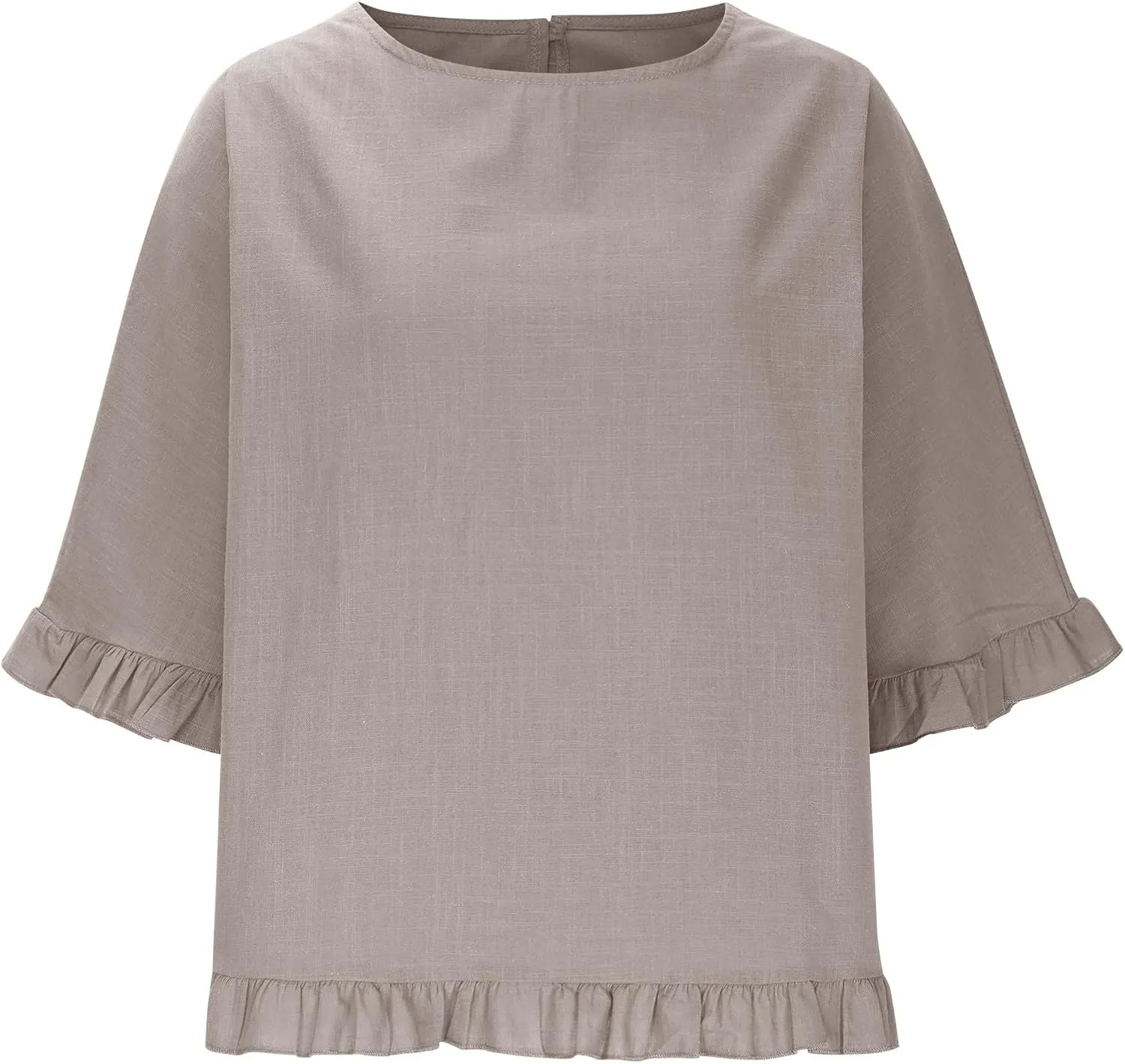 Womens Cotton Linen T Shirts Loose Fit Summer Short Sleeve Round Collar Boxy Tops Comfy Casual Gauze Tops Blouses