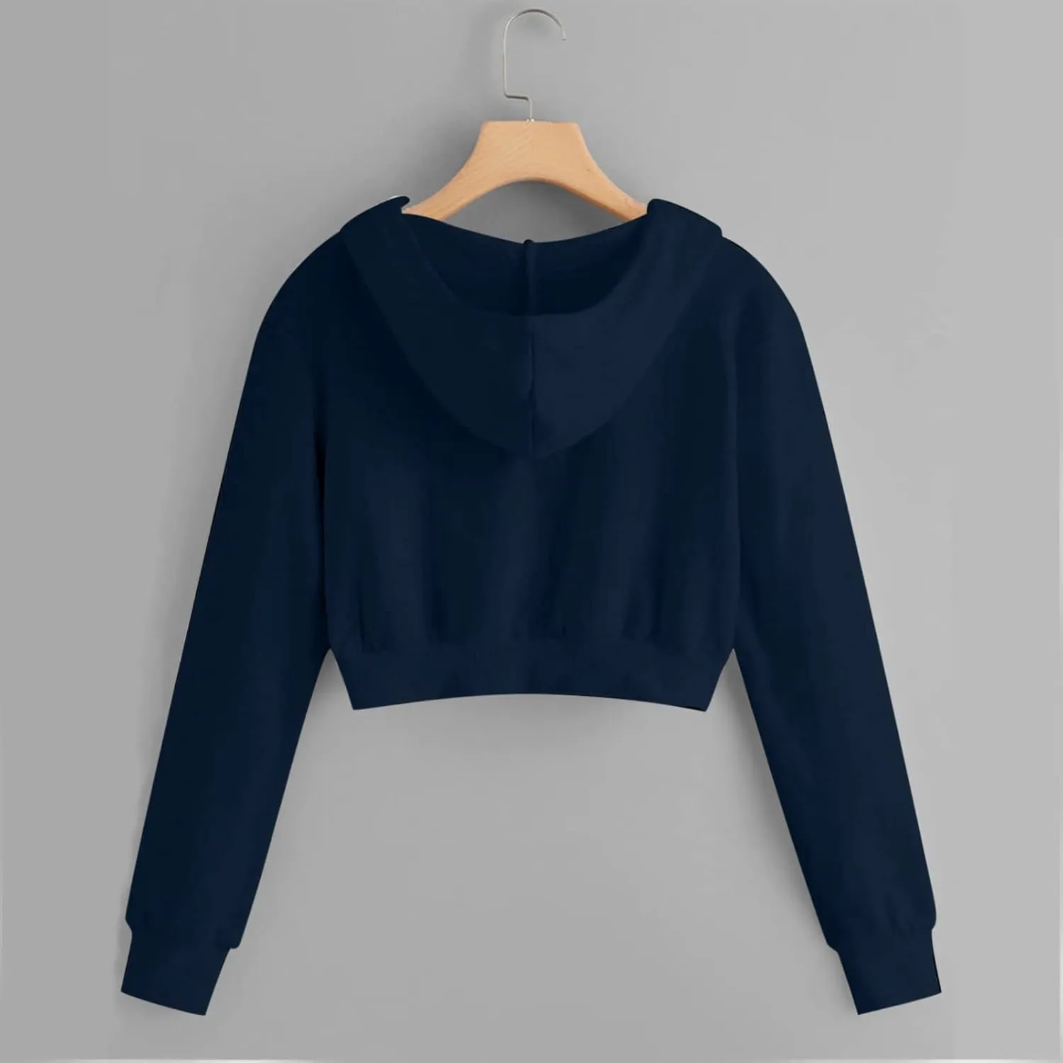 Womens Cropped Zip Up Hoodies Long Sleeve Sweatshirt Jacket with Hood Trendy Y2K Crop Tops Teen Girls Clothes 2024