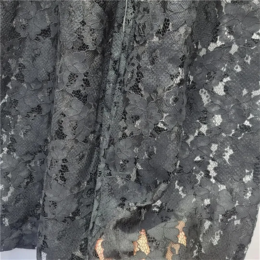 Women's Denim Pants Patchwork Lace Hollow Out Straight Solid Color Female Elegant Jeans