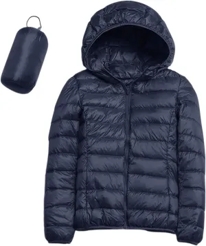 Women's Down Jacket Hooded Windproof Puffer Coat Packable Warm Winter Jacket Lightweight Ladies Parka Winter Chunky Casual