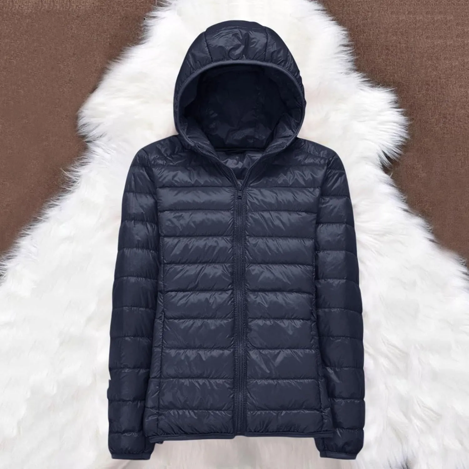 Women's Down Jacket Hooded Windproof Puffer Coat Packable Warm Winter Jacket Lightweight Ladies Parka Winter Chunky Casual