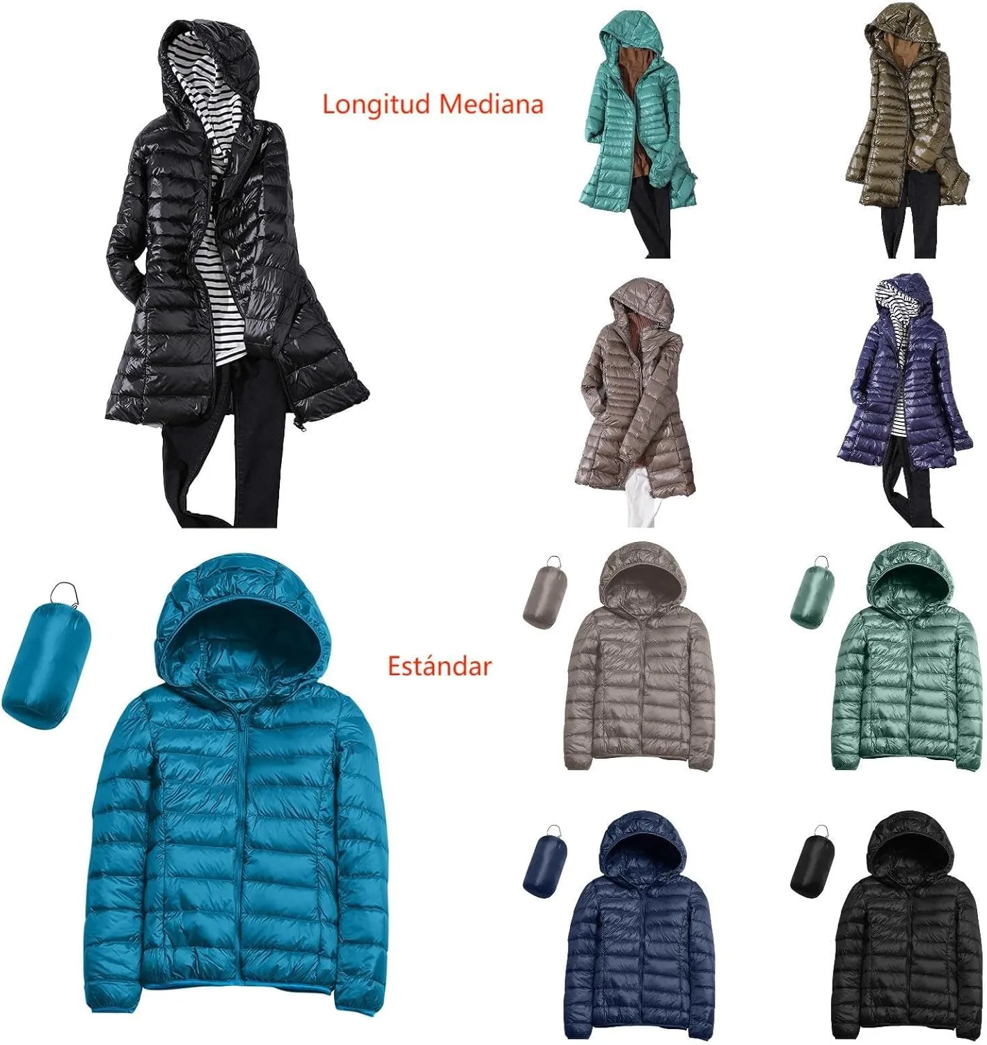 Women's Down Jacket Hooded Windproof Puffer Coat Packable Warm Winter Jacket Lightweight Ladies Parka Winter Chunky Casual