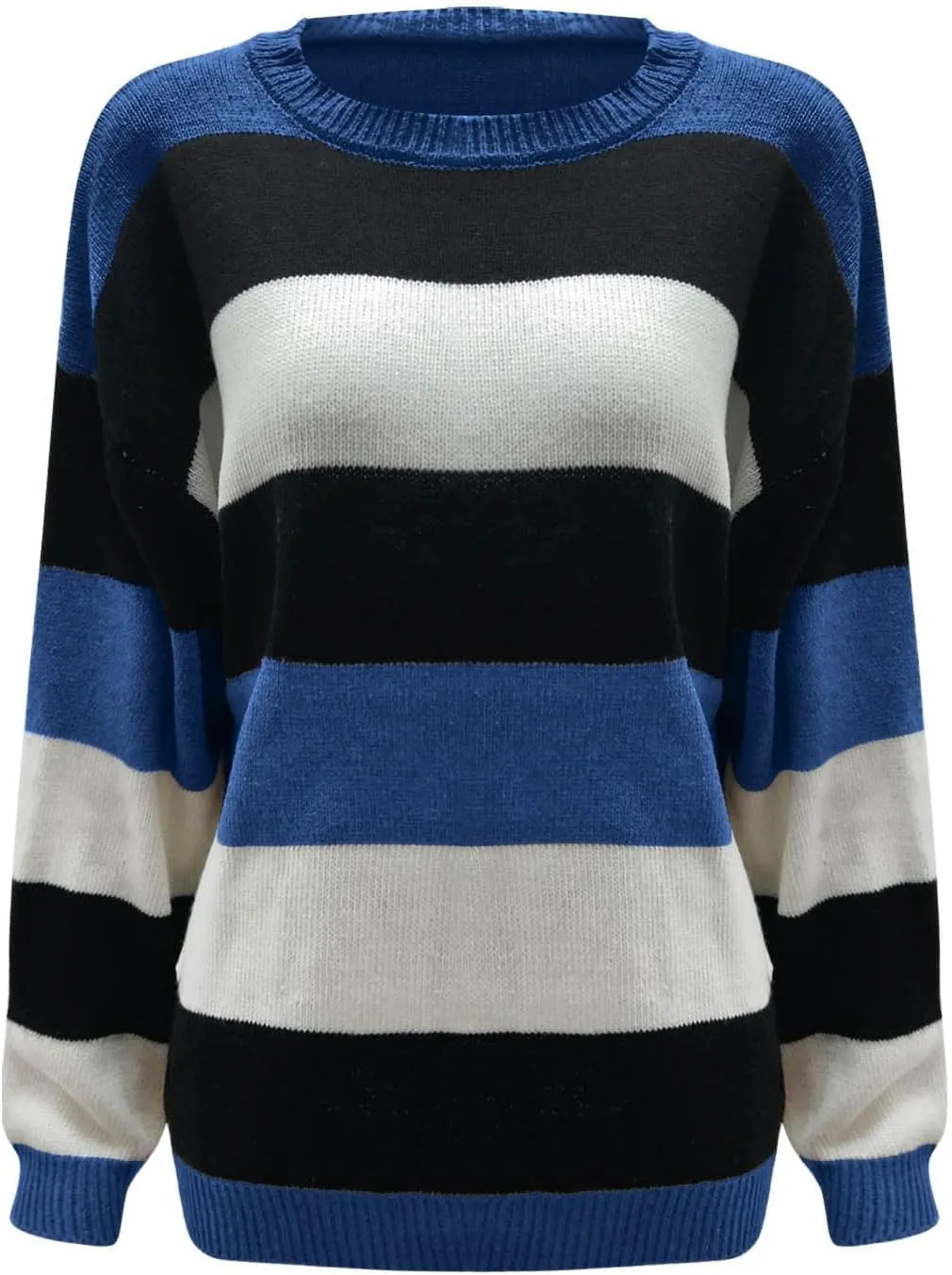 Womens Fall Sweater Long Sleeve Loose Knitted Split Round Neck Pullover Sweater Side Slit Pullover Tops Women's