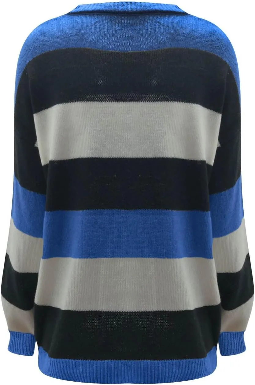Womens Fall Sweater Long Sleeve Loose Knitted Split Round Neck Pullover Sweater Side Slit Pullover Tops Women's