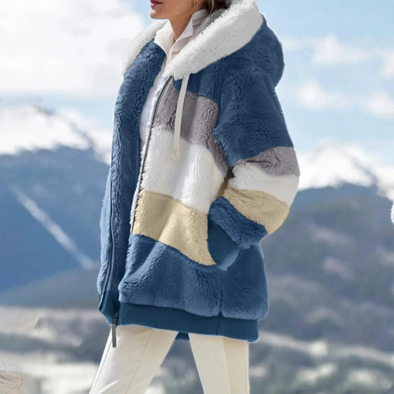 Women’S Fleece Sweatshirt Jacket Zipper Pocket Top Long Sleeve Spring And Autumn Sweatshirt Fashion Fleece Jackets