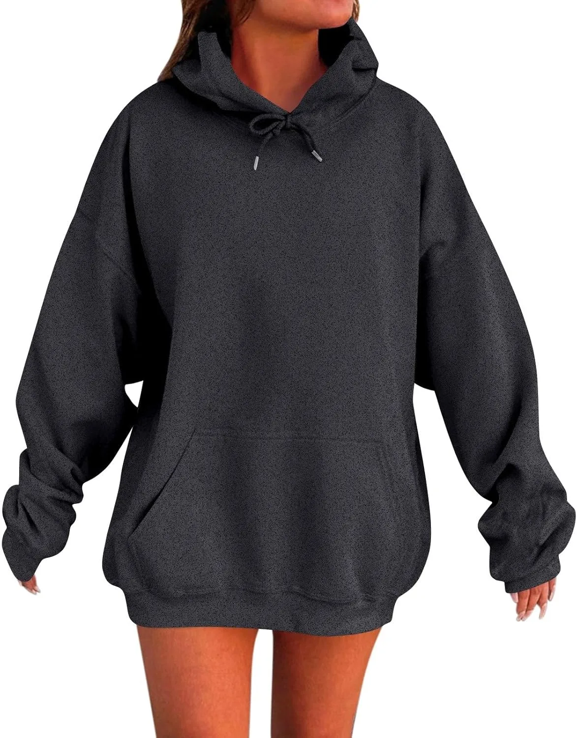 Womens Hoodies Drop Shoulder Oversized Y2K Hoodie Fleece Lightweight Plus Size Hooded Sweatshirt Pullover w/Pockets