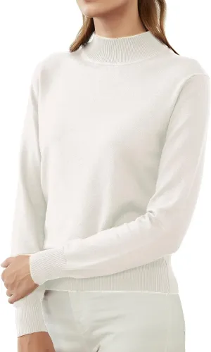 Womens Mockneck Sweater Lightweight Long Sleeve Sweater for Fall Winter Casual Pullover Knit Jumper Tops