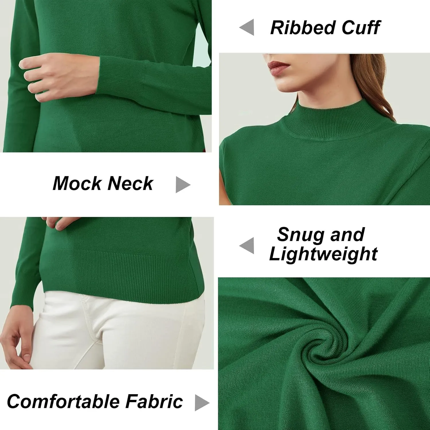 Womens Mockneck Sweater Lightweight Long Sleeve Sweater for Fall Winter Casual Pullover Knit Jumper Tops