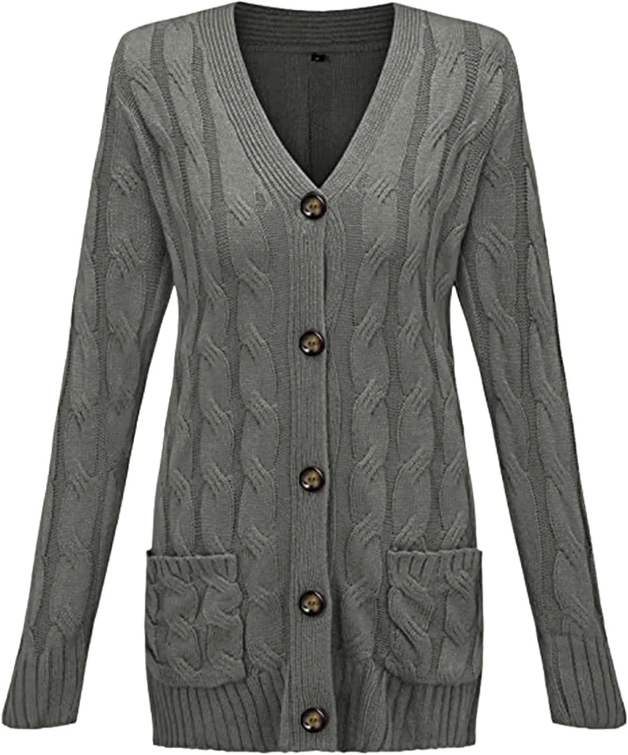 Women's Open Front Cardigan Sweaters 2024 Winter Fashion Button Down Cable Knit Chunky Warm Outwear Coats with Pocket