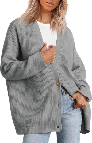 Women's Oversized Cardigan Sweaters Long Sleeve Button Down Open Front Knit Sweater 2024 Fall Fashion Outfits Knitwear