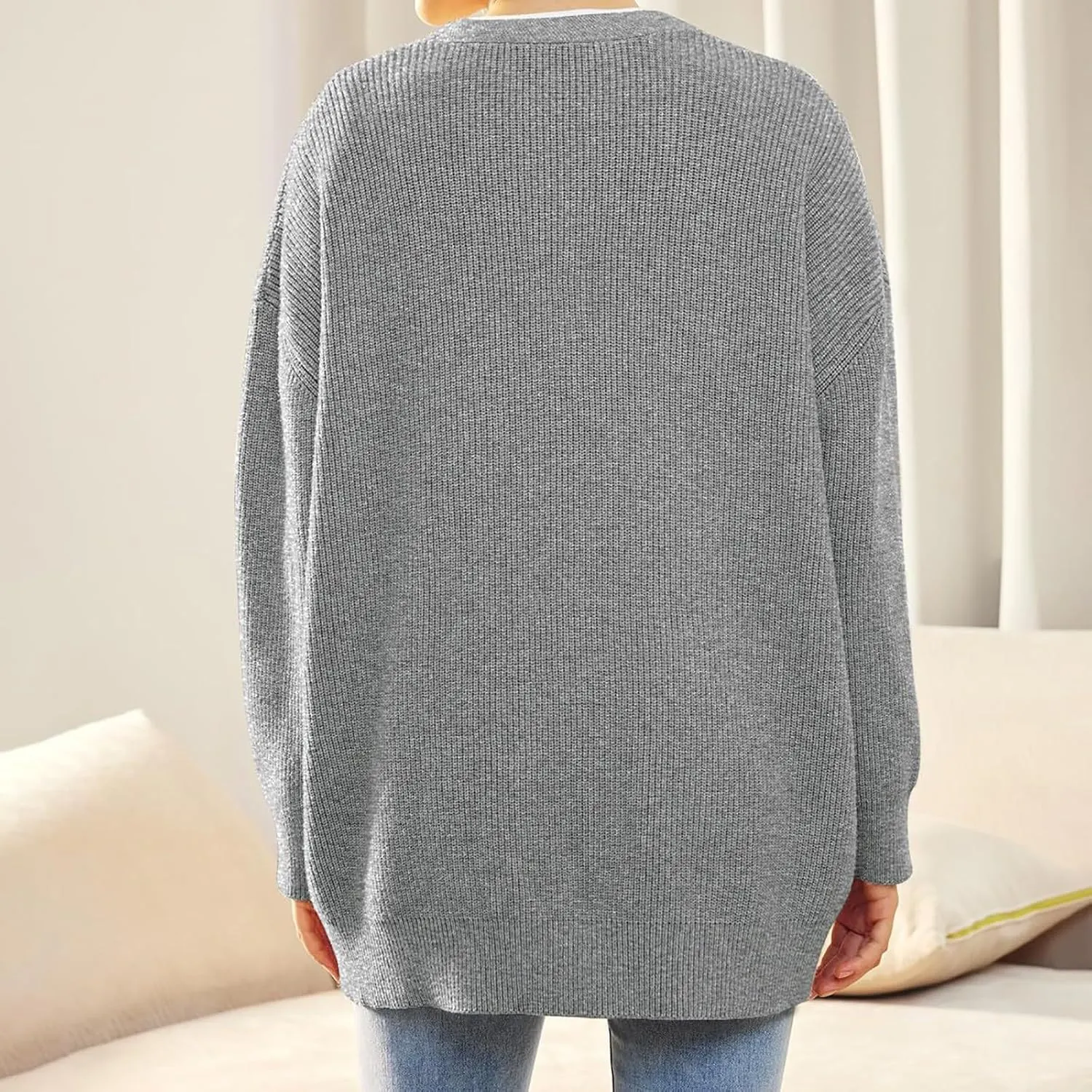 Women's Oversized Cardigan Sweaters Long Sleeve Button Down Open Front Knit Sweater 2024 Fall Fashion Outfits Knitwear