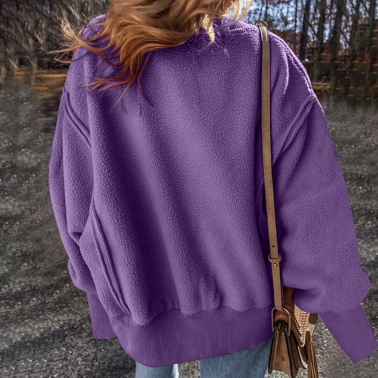 Women's Oversized Crewneck Sweatshirts Trendy Long Sleeve Fleece Pullover Fall Fashion Tops Comfort Winter Clothes