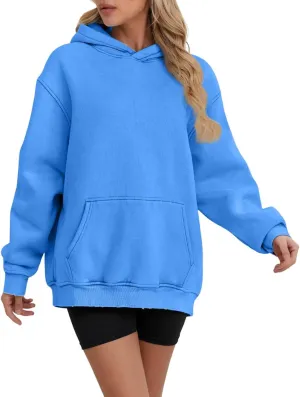 Women's Oversized Hoodie Fleece Cropped Sweatshirt Long Sleeve Weight Pullover with Pocket Lightweight Hoodie