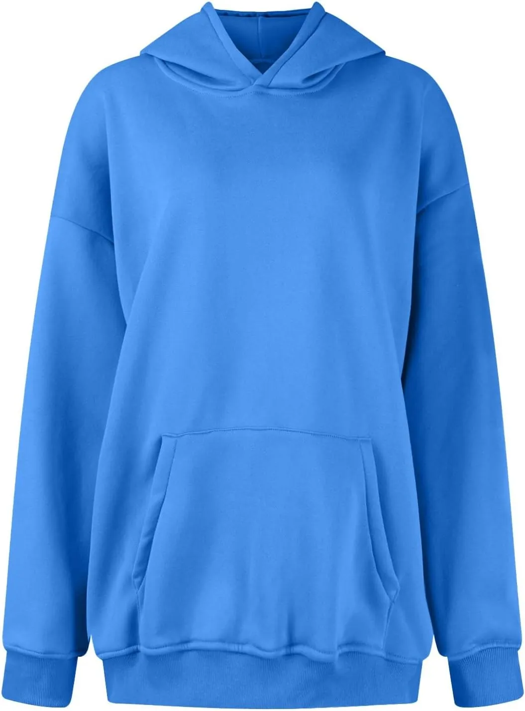 Women's Oversized Hoodie Fleece Cropped Sweatshirt Long Sleeve Weight Pullover with Pocket Lightweight Hoodie