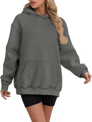 Women's Oversized Hoodie Fleece Cropped Sweatshirt Long Sleeve Weight Pullover with Pocket Lightweight Hoodie