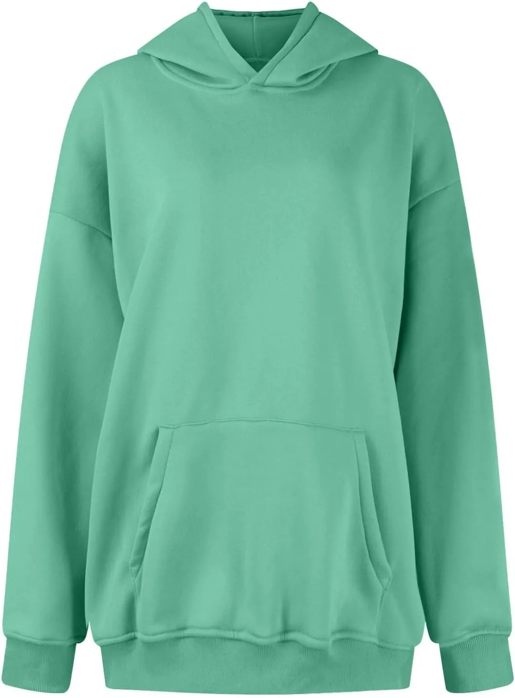 Women's Oversized Hoodie Fleece Cropped Sweatshirt Long Sleeve Weight Pullover with Pocket Lightweight Hoodie