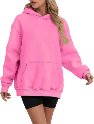 Women's Oversized Hoodie Fleece Cropped Sweatshirt Long Sleeve Weight Pullover with Pocket Lightweight Hoodie