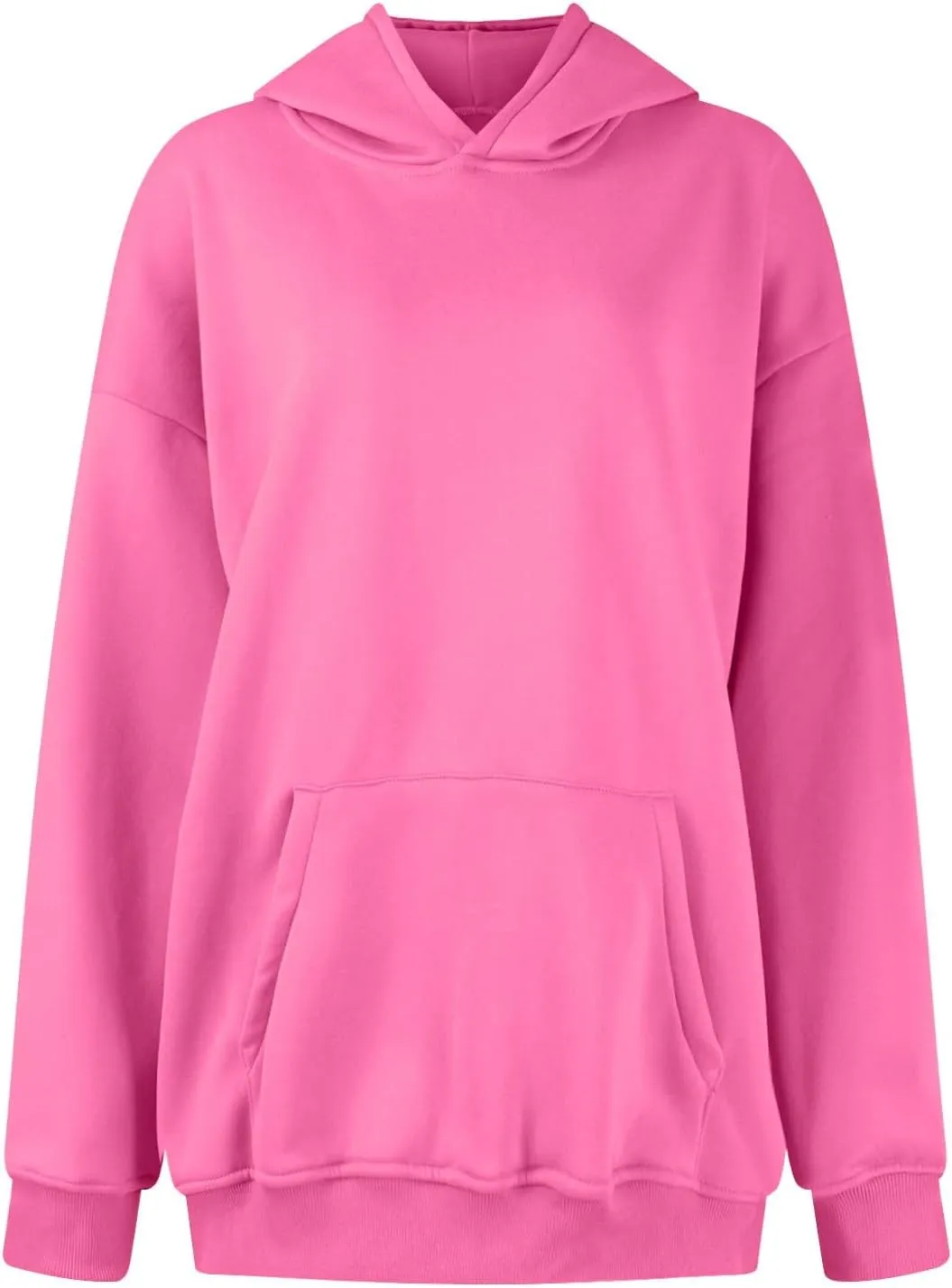 Women's Oversized Hoodie Fleece Cropped Sweatshirt Long Sleeve Weight Pullover with Pocket Lightweight Hoodie