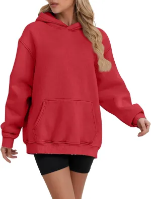 Women's Oversized Hoodie Fleece Cropped Sweatshirt Long Sleeve Weight Pullover with Pocket Lightweight Hoodie