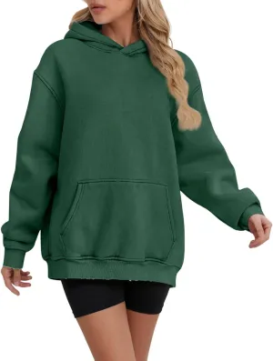 Women's Oversized Hoodie Fleece Cropped Sweatshirt Long Sleeve Weight Pullover with Pocket Lightweight Hoodie