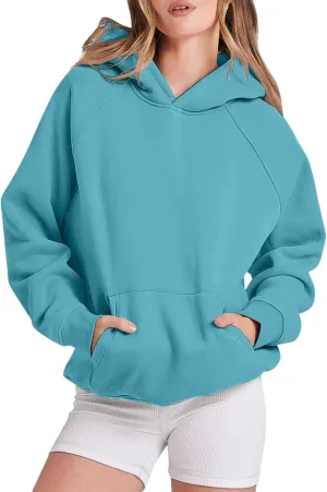Womens Oversized Hoodies Loose Long Sleeve Pullover Tops with Pockets Solid Hoodies Fall Winter Fashion Clothes 2024