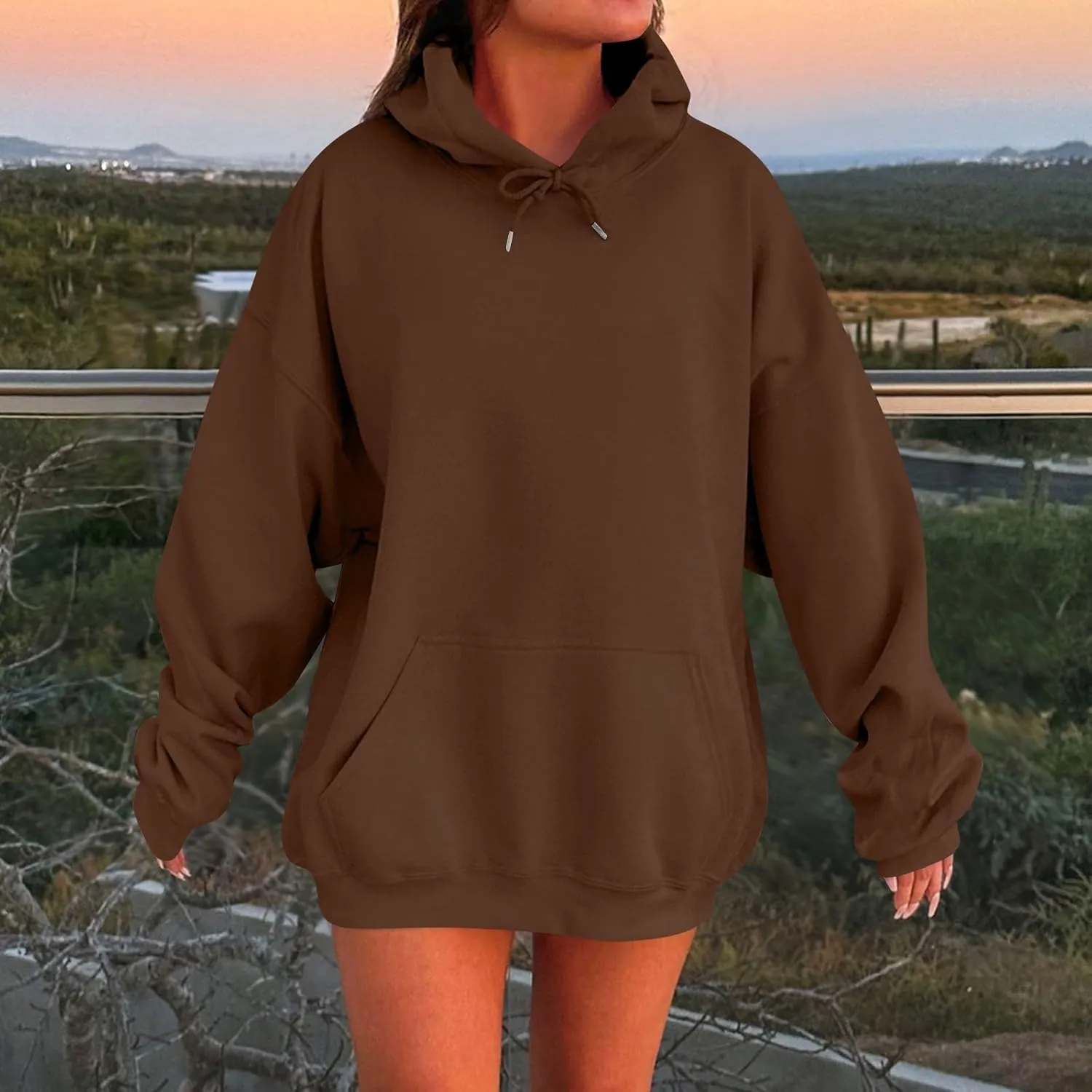 Womens Oversized Hoodies Winter Cute Sweatshirts Pullover 2024 Fashion Tops Trendy Outfits Loose Fit Solid Hoodies