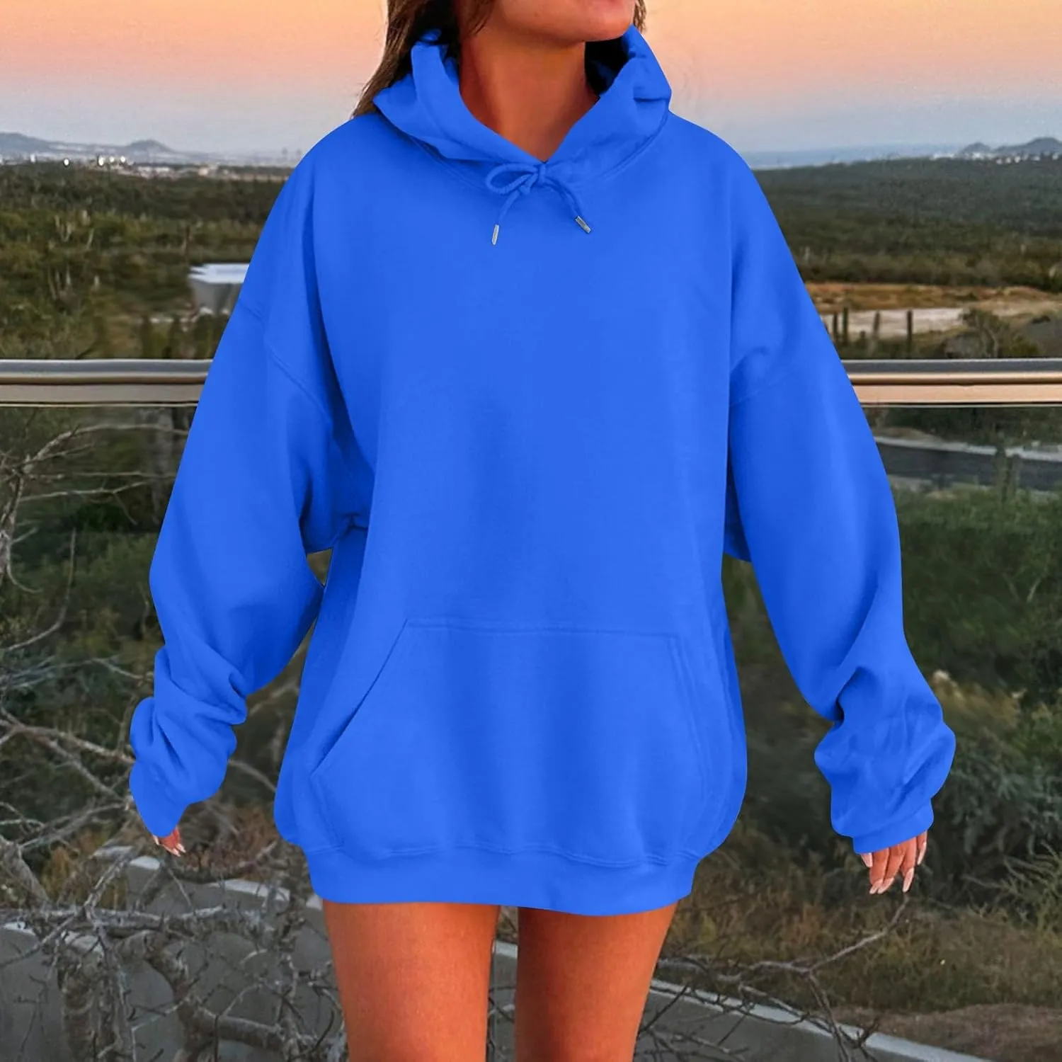 Womens Oversized Hoodies Winter Cute Sweatshirts Pullover 2024 Fashion Tops Trendy Outfits Loose Fit Solid Hoodies