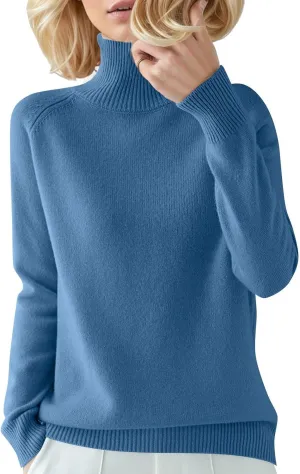 Women's Ribbed Turtleneck Sweater Solid Long Sleeve Knitted Sweater Tops Loose Basic Thicken Warm Pullover Jumpers