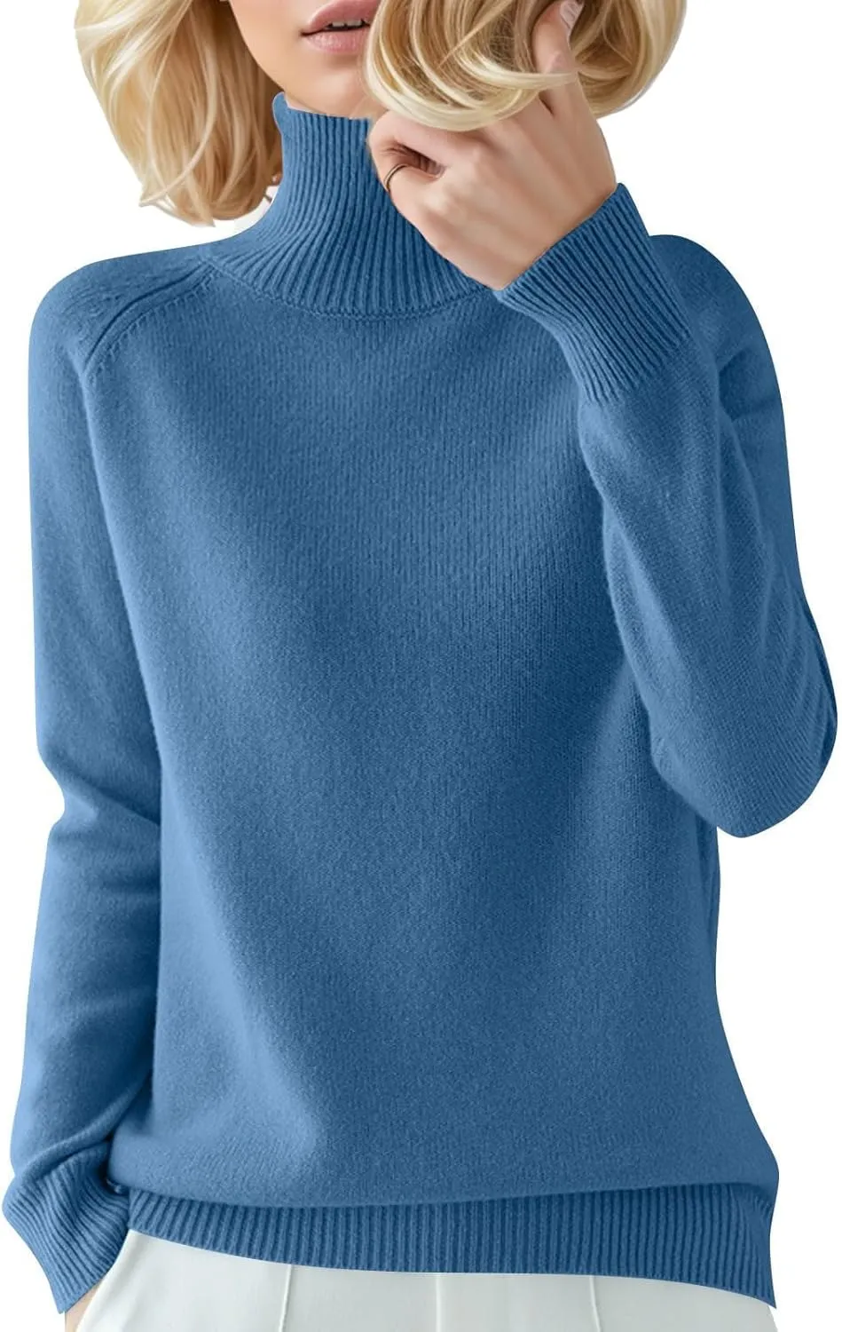 Women's Ribbed Turtleneck Sweater Solid Long Sleeve Knitted Sweater Tops Loose Basic Thicken Warm Pullover Jumpers