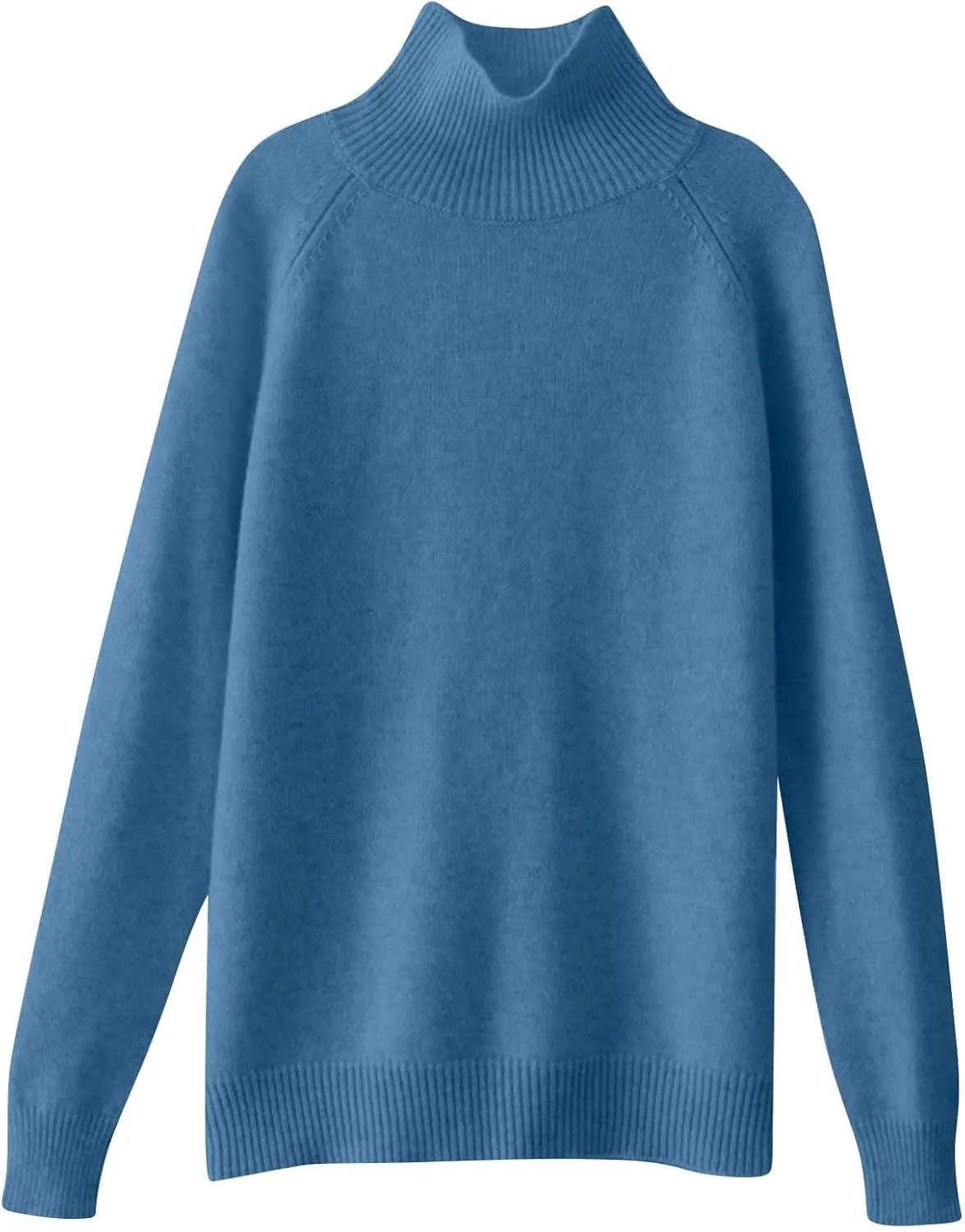 Women's Ribbed Turtleneck Sweater Solid Long Sleeve Knitted Sweater Tops Loose Basic Thicken Warm Pullover Jumpers