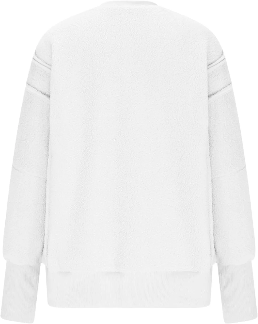 Women's Sherpa Fleece Oversized Sweatshirts Drop Shoulder Long Sleeve Hoodies Crewneck Warm Fuzzy Sweatshirt