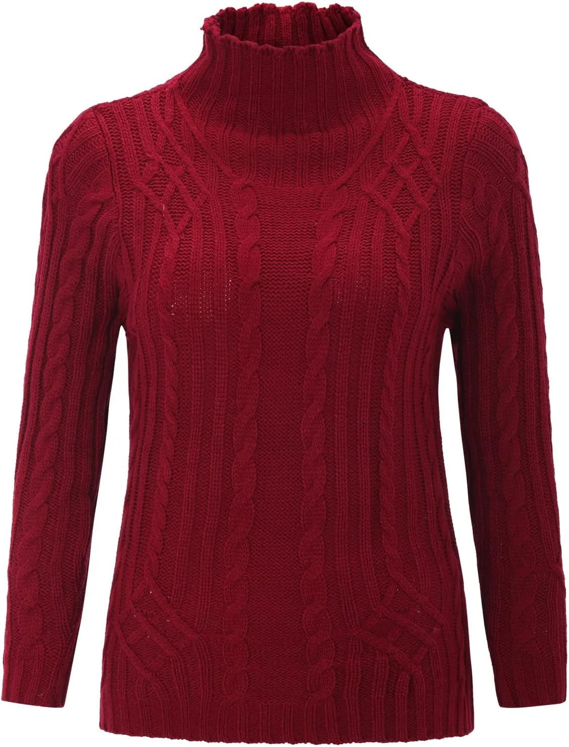 Womens Slim Fit Sexy Sweaters 2024 Winter Cable Knit Light Sweaters for Women Knitted Trendy Turtleneck Solid Warm