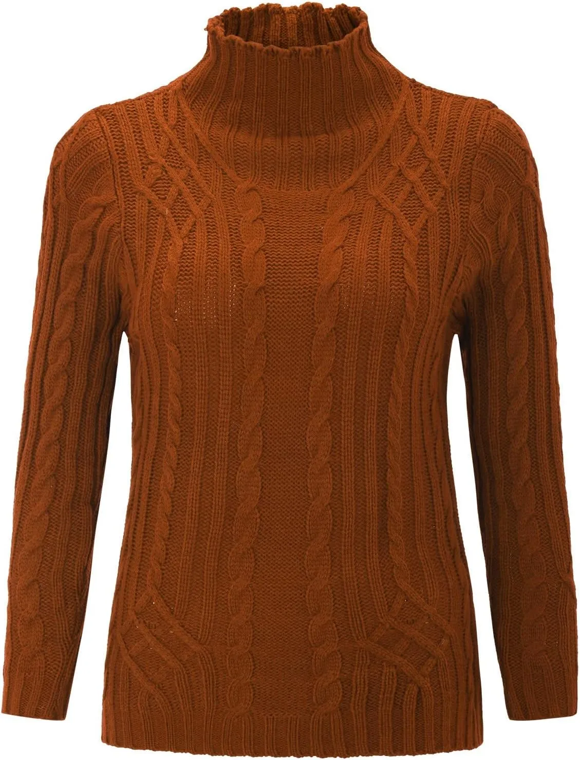 Womens Slim Fit Sexy Sweaters 2024 Winter Cable Knit Light Sweaters for Women Knitted Trendy Turtleneck Solid Warm