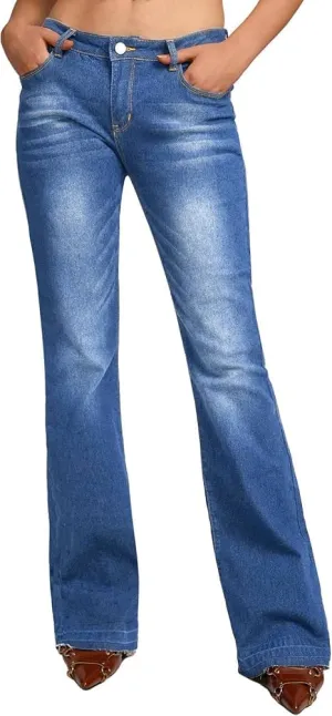 Womens Straight Leg Jeans Low Rise Stretchy Skinny Wide Leg Denim Pants Trendy Bootcut Jeans for Women 2025