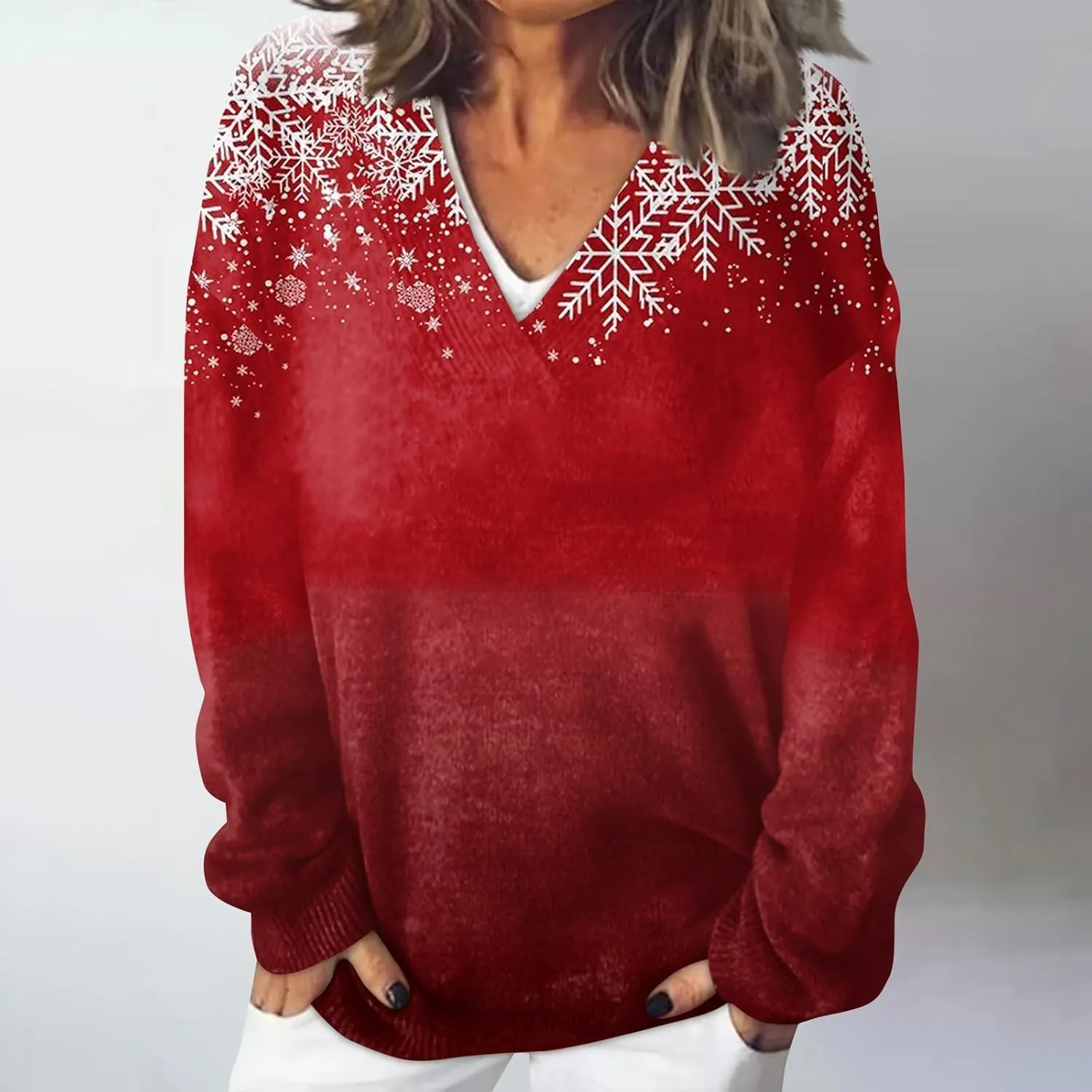 Women's Striped Sweater Casual Loose Long Sleeve Pullover Knit Bottom Sweater Sweaters for Women Trendy
