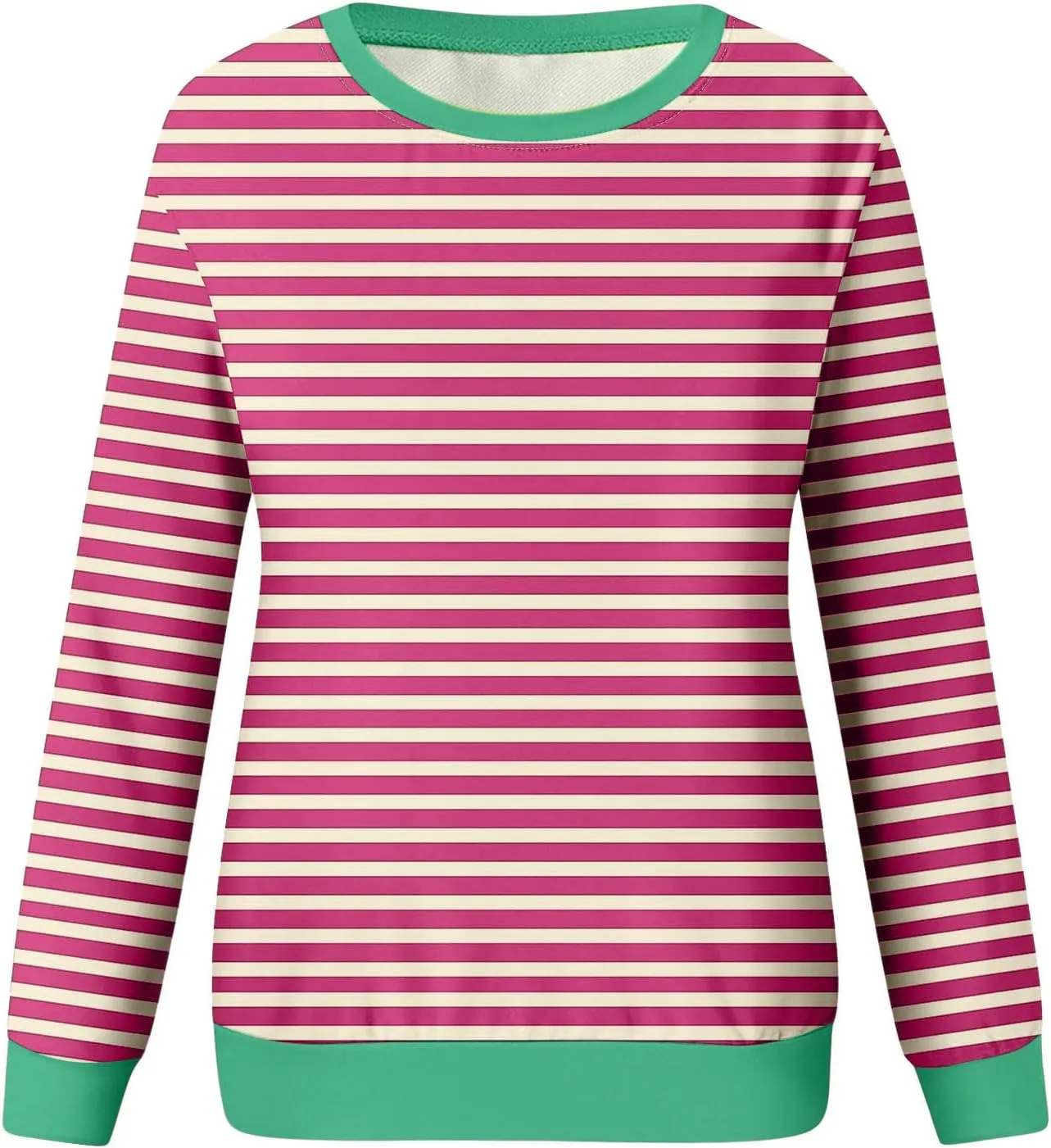 Womens Striped Sweatshirts Oversized Long Sleeve Tunic Pullover Crewneck Comfy Fall Tops Winter Trendy Clothes 2024