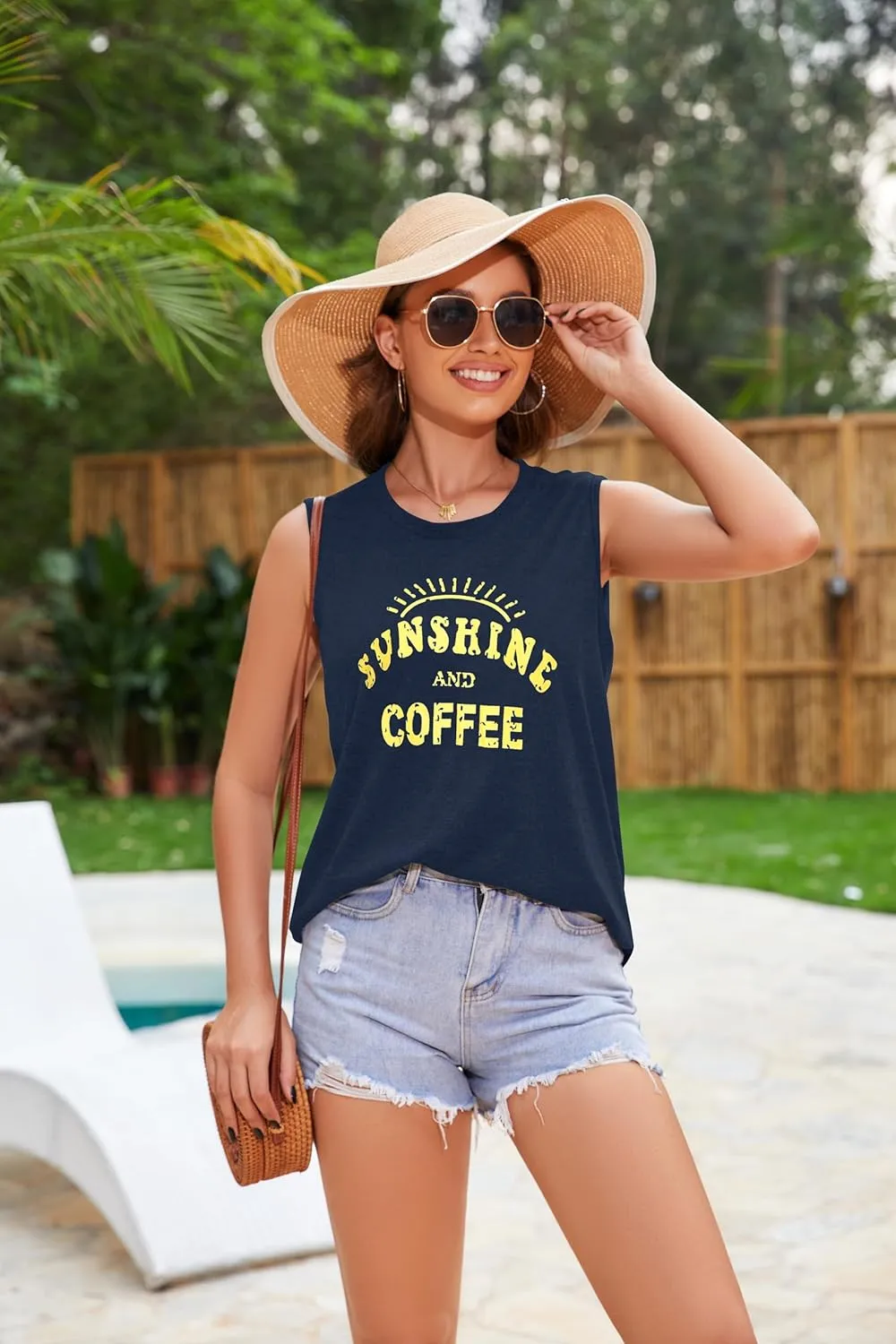 Womens Tank Tops Summer T Shirts Sleeveless Casual Loose Tunic Blouses