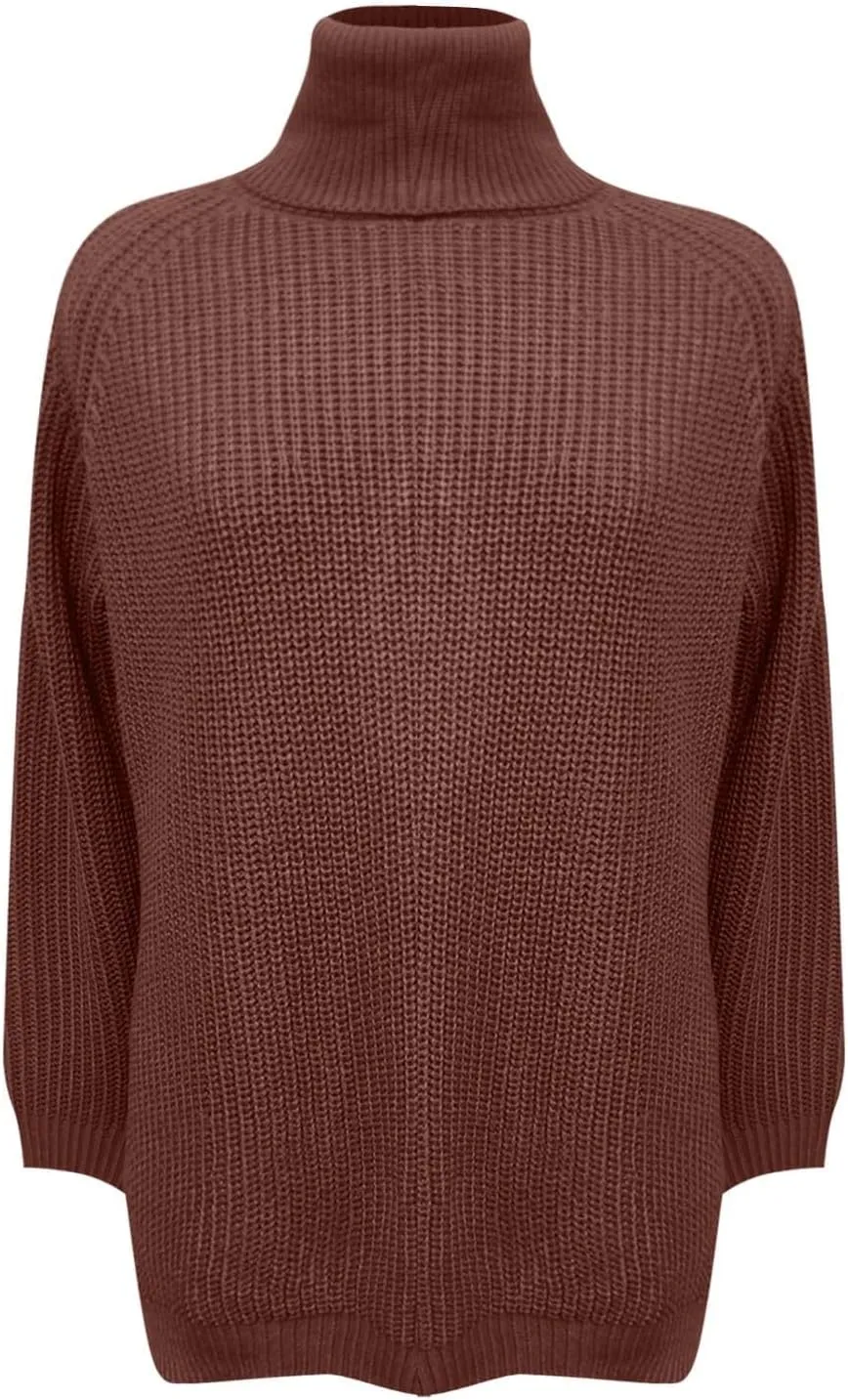 Womens Turtleneck Sweater Cable Knit Ribbed Chunky Long Sleeve Pullover Ribbed Sweaters Oversized Cute Sweaters