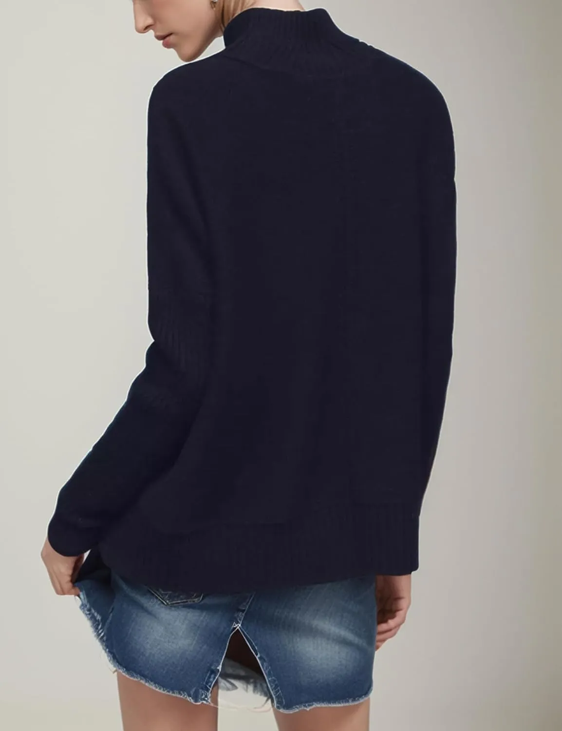 Women’s Turtleneck Sweater Ribbed Mock Neck Chunky Oversized Knit Pullover Loose Fit Long Sleeve Knitted Sweater Tops