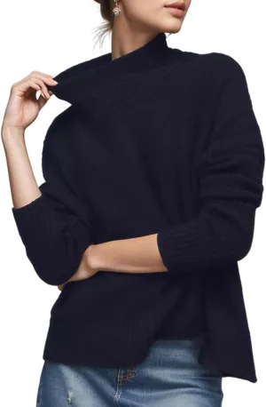 Women’s Turtleneck Sweater Ribbed Mock Neck Chunky Oversized Knit Pullover Loose Fit Long Sleeve Knitted Sweater Tops