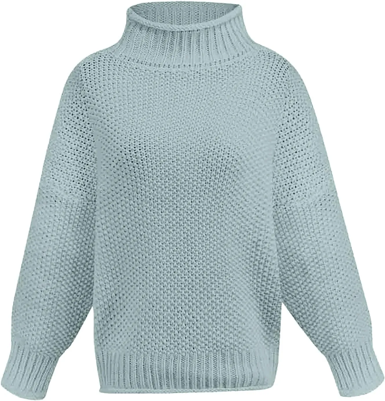 Womens Turtleneck Sweaters Long Sleeve Oversized Fuzzy Knit Chunky Warm Pullover Drop Shoulder Jumper 2023