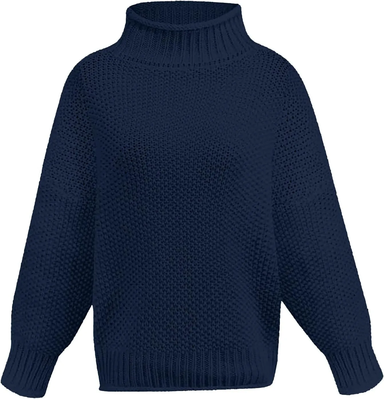 Womens Turtleneck Sweaters Long Sleeve Oversized Fuzzy Knit Chunky Warm Pullover Drop Shoulder Mock Neck Jumper 2023
