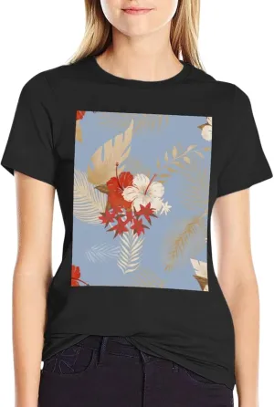 Womens Vintage Graphic T Shirts Boho Floral Wildflower Plant Cotton Casual Loose Tops Summer Vacation Classic Shirt