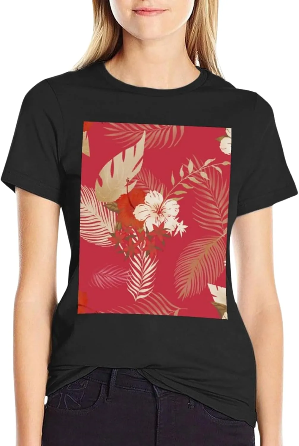 Womens Vintage Graphic T Shirts Boho Floral Wildflower Plant Cotton Casual Loose Tops Summer Vacation Classic Shirt