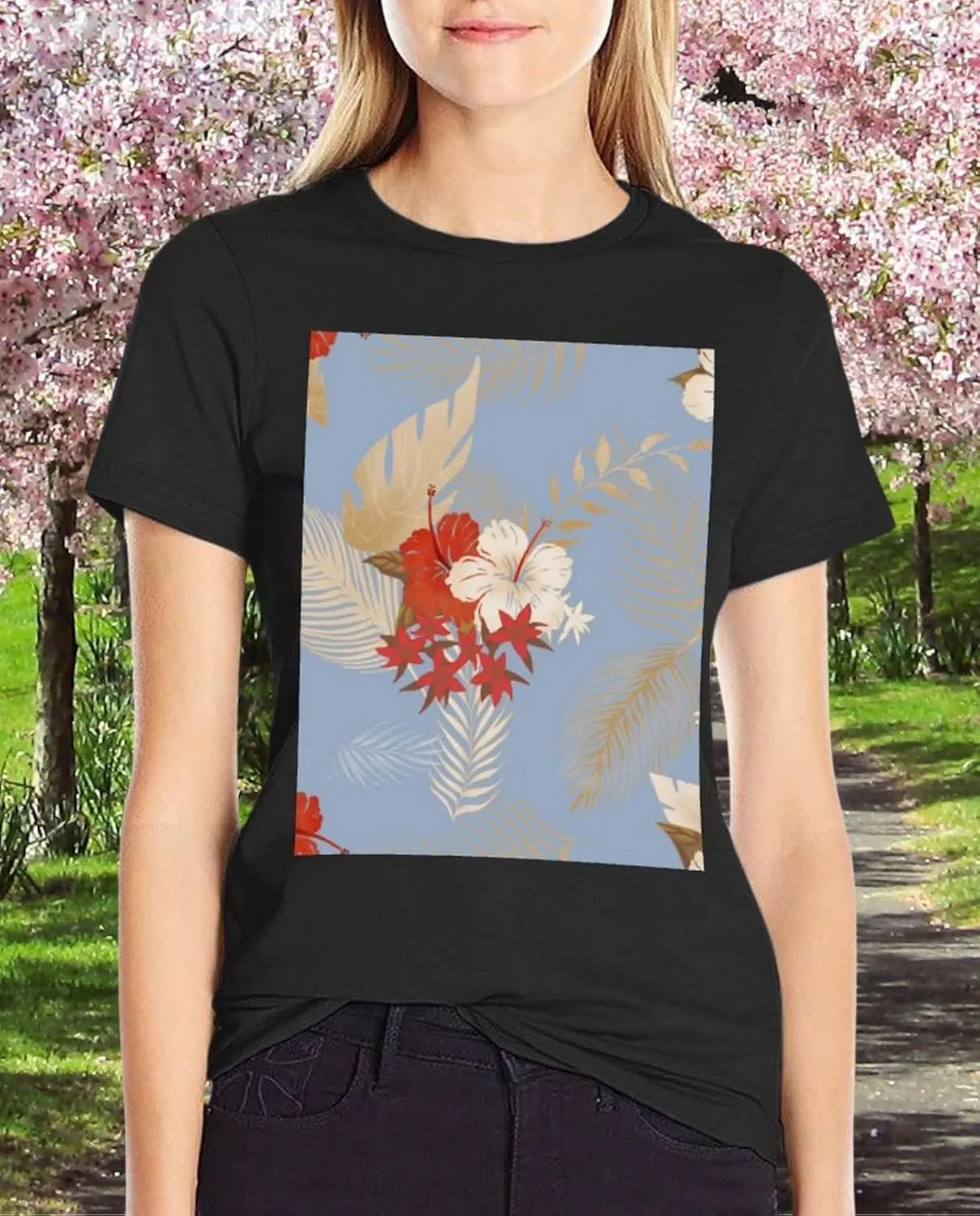 Womens Vintage Graphic T Shirts Boho Floral Wildflower Plant Cotton Casual Loose Tops Summer Vacation Classic Shirt