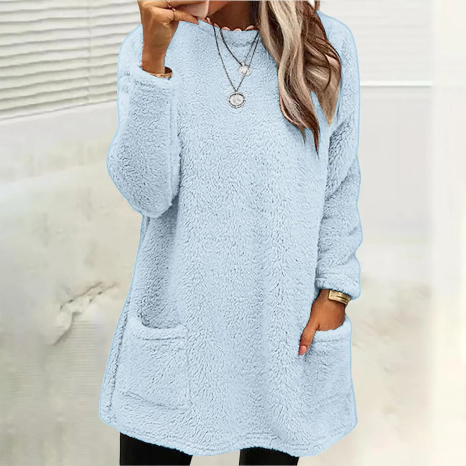 Women's Winter Coats Plus Size Sweaters Cute Clothes with Pockets Warm Sweater Tops Fall Trench Coat for Women 2024