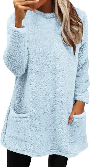 Women's Winter Coats Plus Size Sweaters Cute Clothes with Pockets Warm Sweater Tops Fall Trench Coat for Women 2024