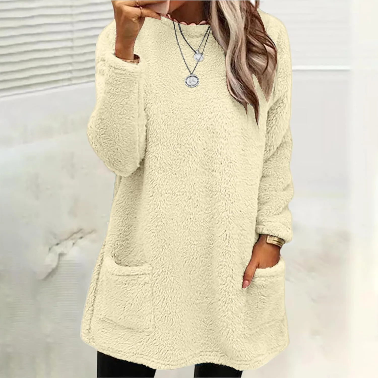 Women's Winter Coats Plus Size Sweaters Cute Clothes with Pockets Warm Sweater Tops Fall Trench Coat for Women 2024